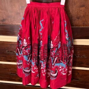 Pinup Couture Red and Blue Printed Skirt
